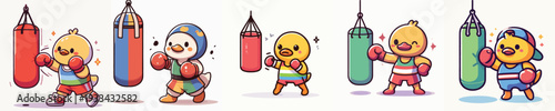 cute duck vector boxing training