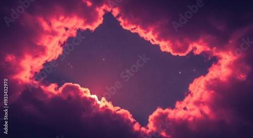 vibrant pink clouds in starry night sky