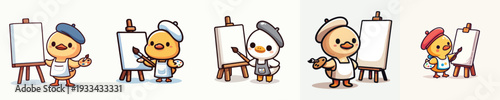 cute duck vector painting on canvas