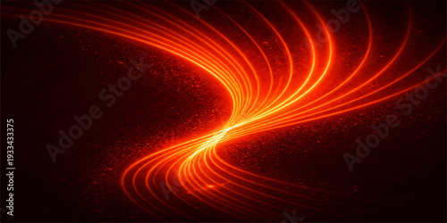 A vibrant fractal flame design featuring abstract red and orange fire swirls creates a glowing motion pattern of energy and light against a dark space backdrop