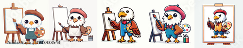 cute eagle vector painting on canvas