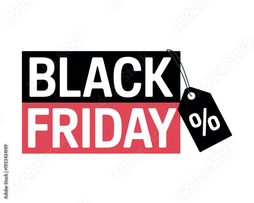 A Black Friday sale sign with a percentage discount on a white background