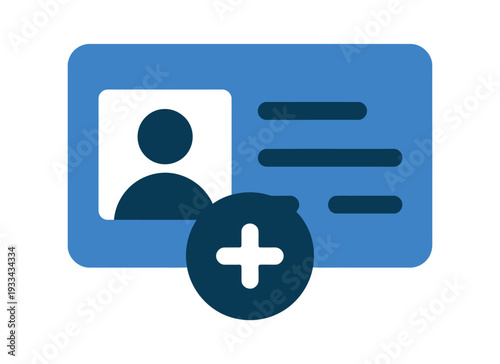 A medical professional's ID card with a plus sign indicating addition or update of medical information