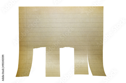 Lined paper torn tabs notice blank spaces. Isolated