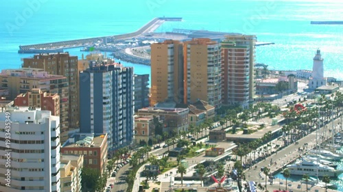 Wallpaper Mural Panorama of port and central part of Malaga, Spain Torontodigital.ca