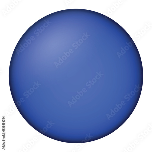 Glass blue ball or precious pearl. Glossy realistic ball, 3D abstract vector illustration highlighted on a white background. Big metal bubble with shadow.