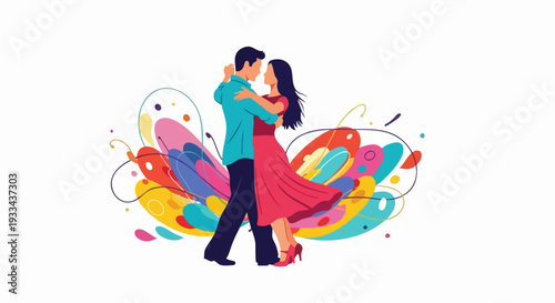 Romantic couple dancing together with passion and elegance.