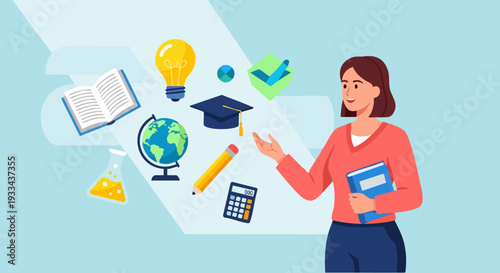 Educator presenting educational concepts.