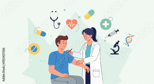 Doctor administering injection to a patient.