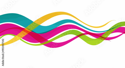 Colorful overlapping wave lines create a vibrant and dynamic design element.