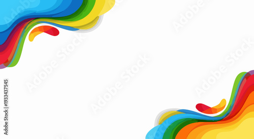 Abstract background with colorful flowing wave shapes.