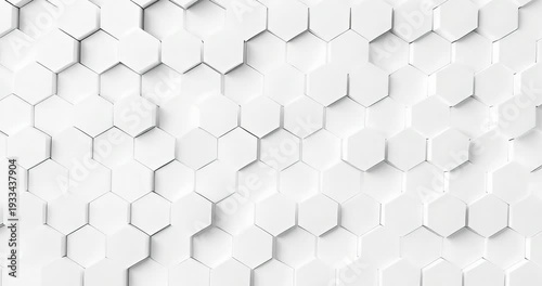 Abstract white hexagonal grid shifting pattern, clean modern 3D motion graphic animation, seamless loop background