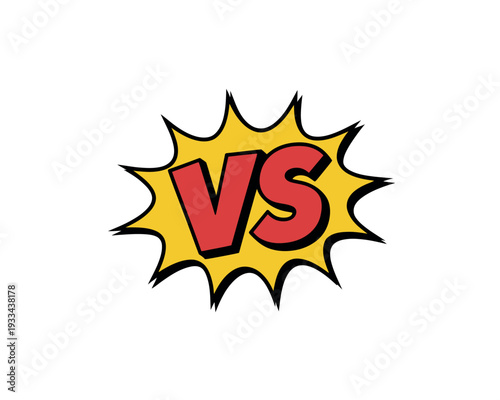 A cartoon style illustration of the letters VS in a yellow starburst