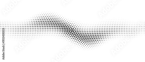 Monochrome Halftone Dot Wave Abstract Background on White, Suitable for Corporate Identity, Presentation Slides, Website Sections and Clean Business Marketing Designs