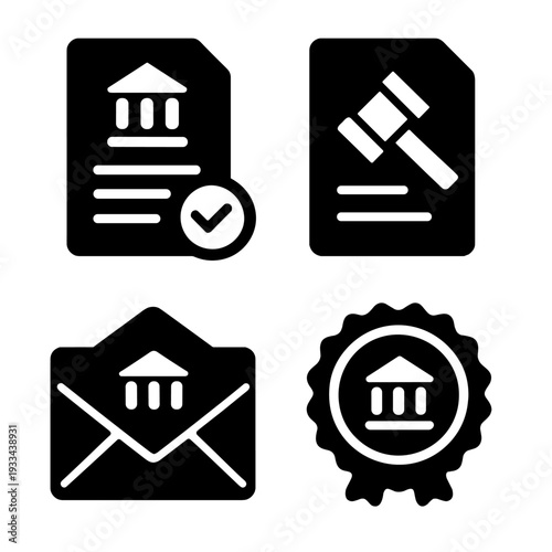 Legal document and communication icons set for web and app design