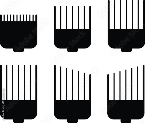 Hair clipper guards set for different lengths and styles isolated.