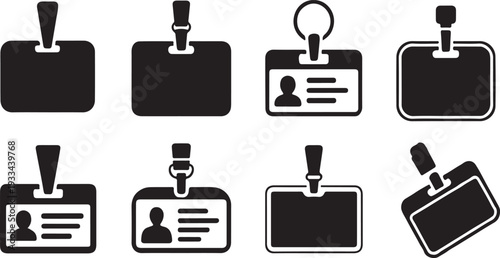 Bild auf Leinwand Collection of black and white ID badges and name tags vector icons set