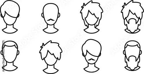Diverse male avatar headshot icons depicting various hairstyles and facial hair.