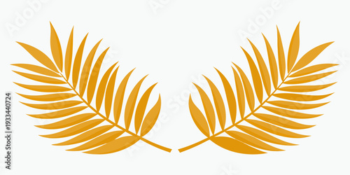 Elegant golden tropical palm leaves illustration, vector