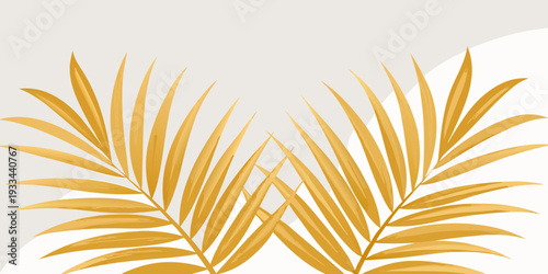 Elegant golden palm leaves illustration, vector