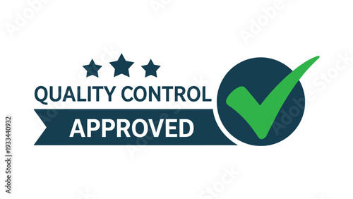 A quality control approved logo with a green checkmark and three stars on a white background