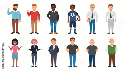 Diverse group of men and women of various ages and ethnicities, showcasing individuality and casual poses for different purposes