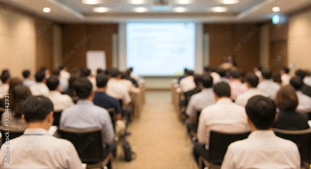 Fototapeta premium Blurred Corporate Seminar Audience and Presentation Screen