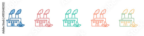 Green Factory Icon Set Multiple Style Collection