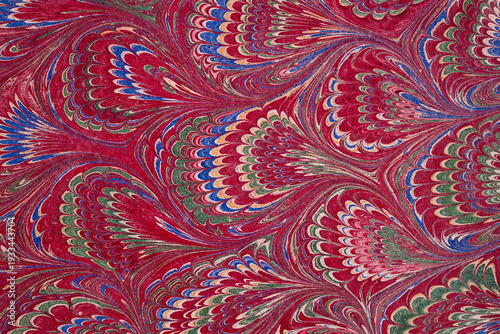 Colorful Marbled Paper Design With Swirling Patterns and Shapes