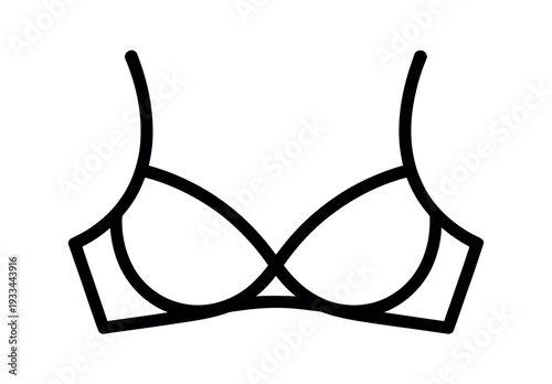 A simple black line drawing of a women's bra on a white background