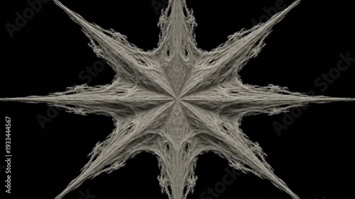 Abstract Star Shape Morphing and Evolving on Black Background.