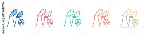 Nuclear Plant Icon Set Multiple Style Collection