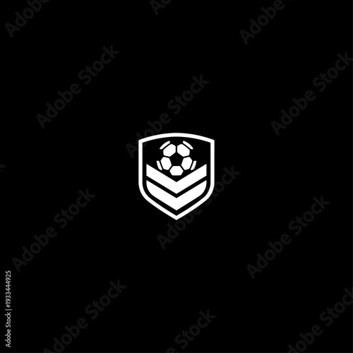 Soccer Ball and Chevron Shield Icon Vector.
