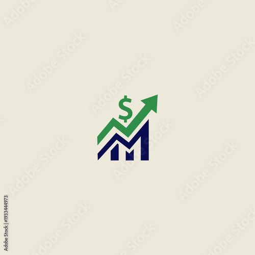 Financial Growth Chart with Dollar Sign and Upward Arrow Vector