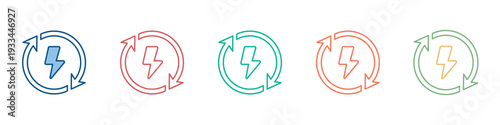 Energy Cycle Icon Set Multiple Style Collection