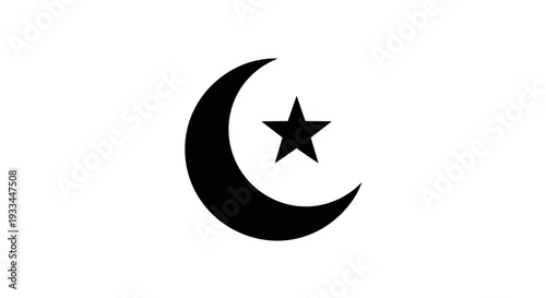 Crescent Moon and Star Symbol Illustration 4.