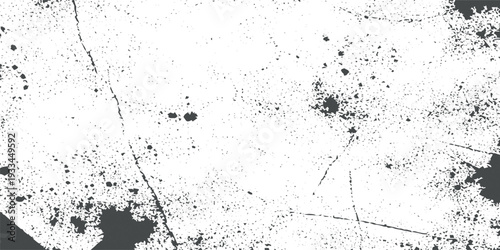 White Grunge Texture Background with Heavy Distressed Scratches, Cracked Concrete Surface, Dirty Stains and Dark Edge Vignette, Vintage Worn Overlay for Abstract Graphic Design