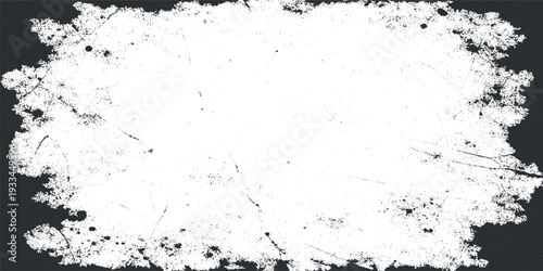 Black and White Scratched Grunge Texture Background Featuring Distressed Cracks, Dirty Stains and Faded Paper Effect, Rough Concrete Wall Surface with Dusty Splatter and Dark Vignette Frame