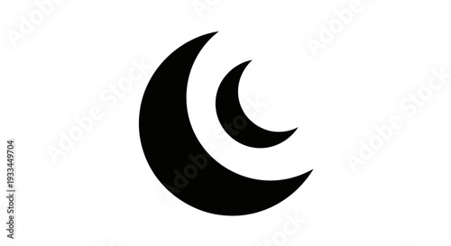 Crescent Moon Phases Black Silhouette.