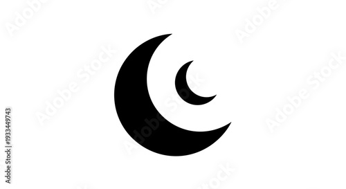 Crescent Moon Symbol Black Icon 2.