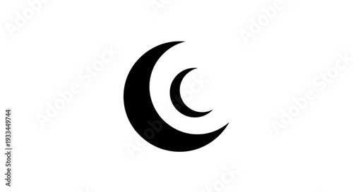 Crescent Moon Symbol Black Icon 3.