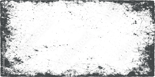 Grunge Black and White Background with Heavy Distress, Scratched Surface, Cracked Concrete Texture, Dust Particles, Dirty Marks and Dark Vignette Border for Vintage Design