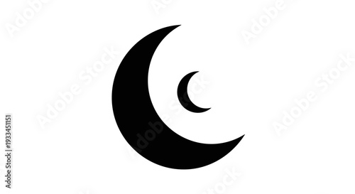 Crescent Moon Symbol Icon Design Element.