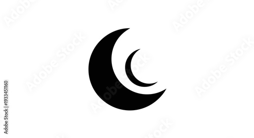 Crescent Moon Symbol Icon Illustration.