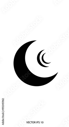 Crescent Moon Symbol Simple Design Element 1.