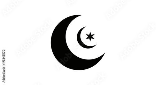 Crescent Moon Symbol with Star Icon 2.