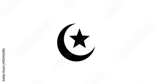 Crescent Moon with Star Symbol Icon 4.