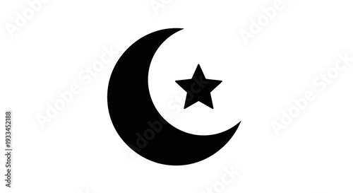 Crescent Moon with Star Symbol Icon 7.