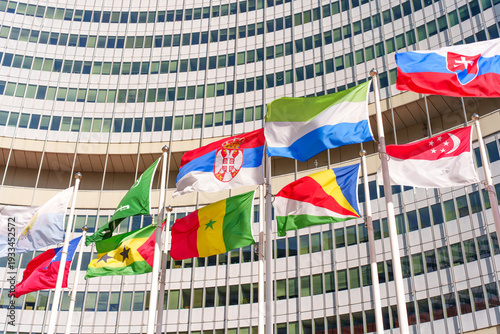 International Flags Flying at Vienna International Centre