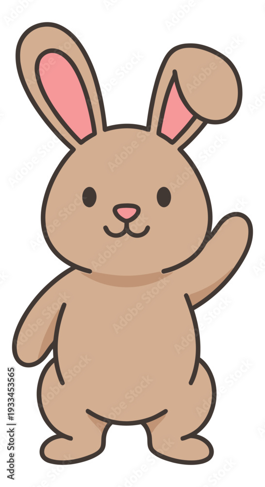 Fototapeta premium Cute hand drawn illustration of a bunny depicting a friendly greeting for children's projects